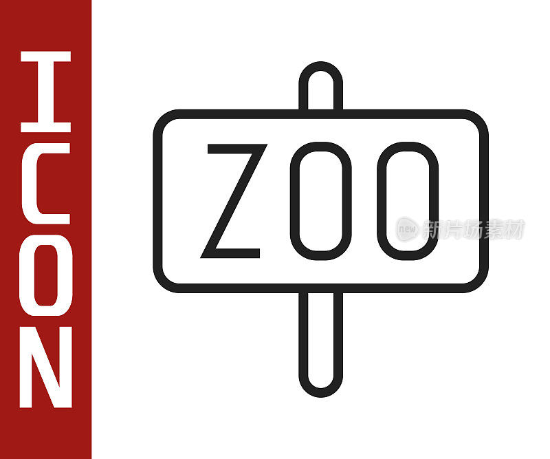 Black line Zoo park icon isolated on white background. Vector